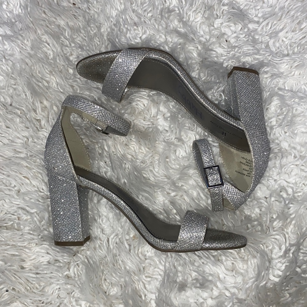 WORTHINGTON SPARKLY SILVER CHUNKY HEELS